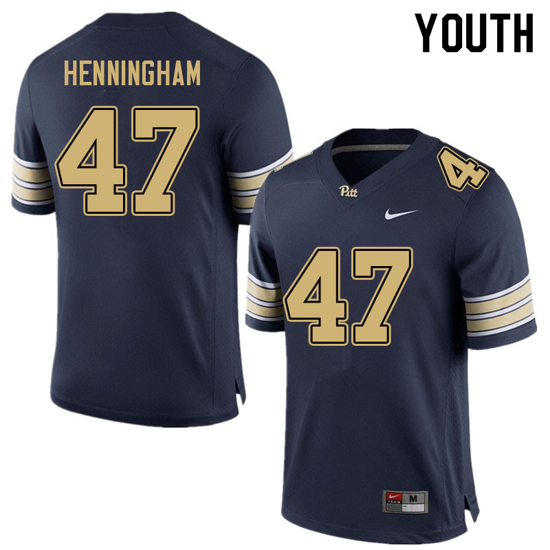 Youth #47 Aydin Henningham Pitt Panthers College Football Jerseys Sale-Navy